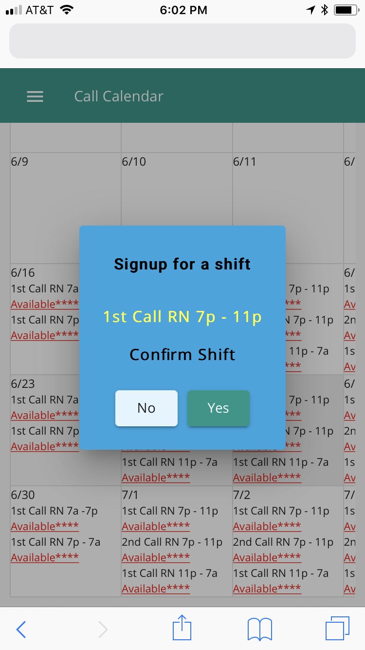 OR Call Caledar